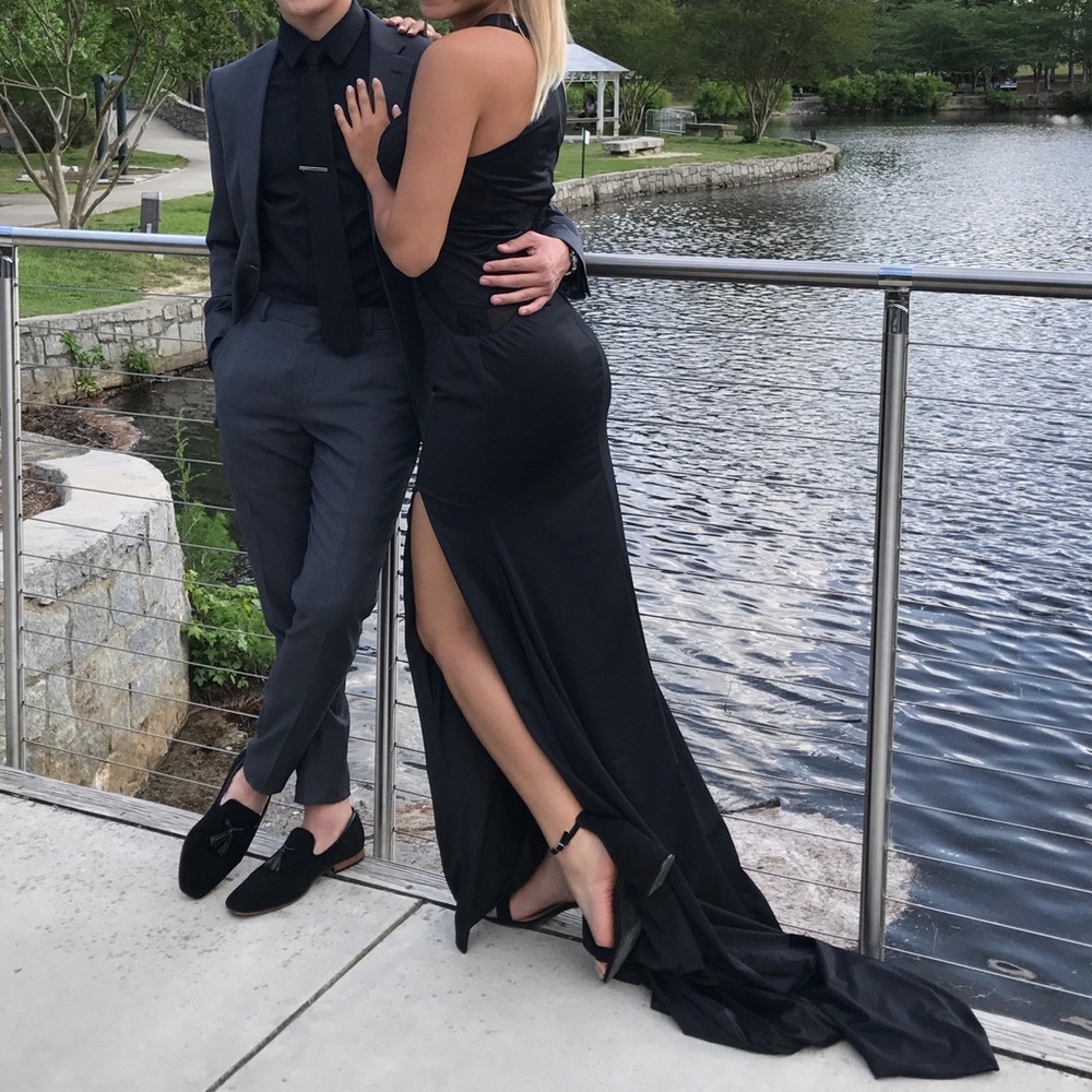 Long Black Prom Dress with Slit
